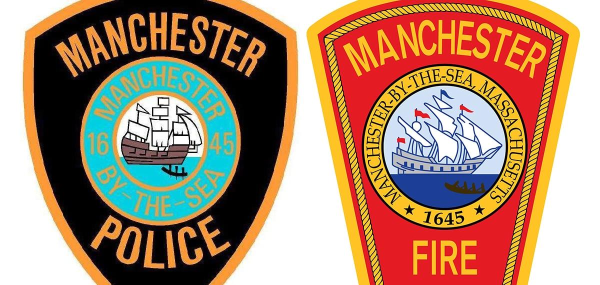 Manchester by the Sea Fire and Police Department patches.