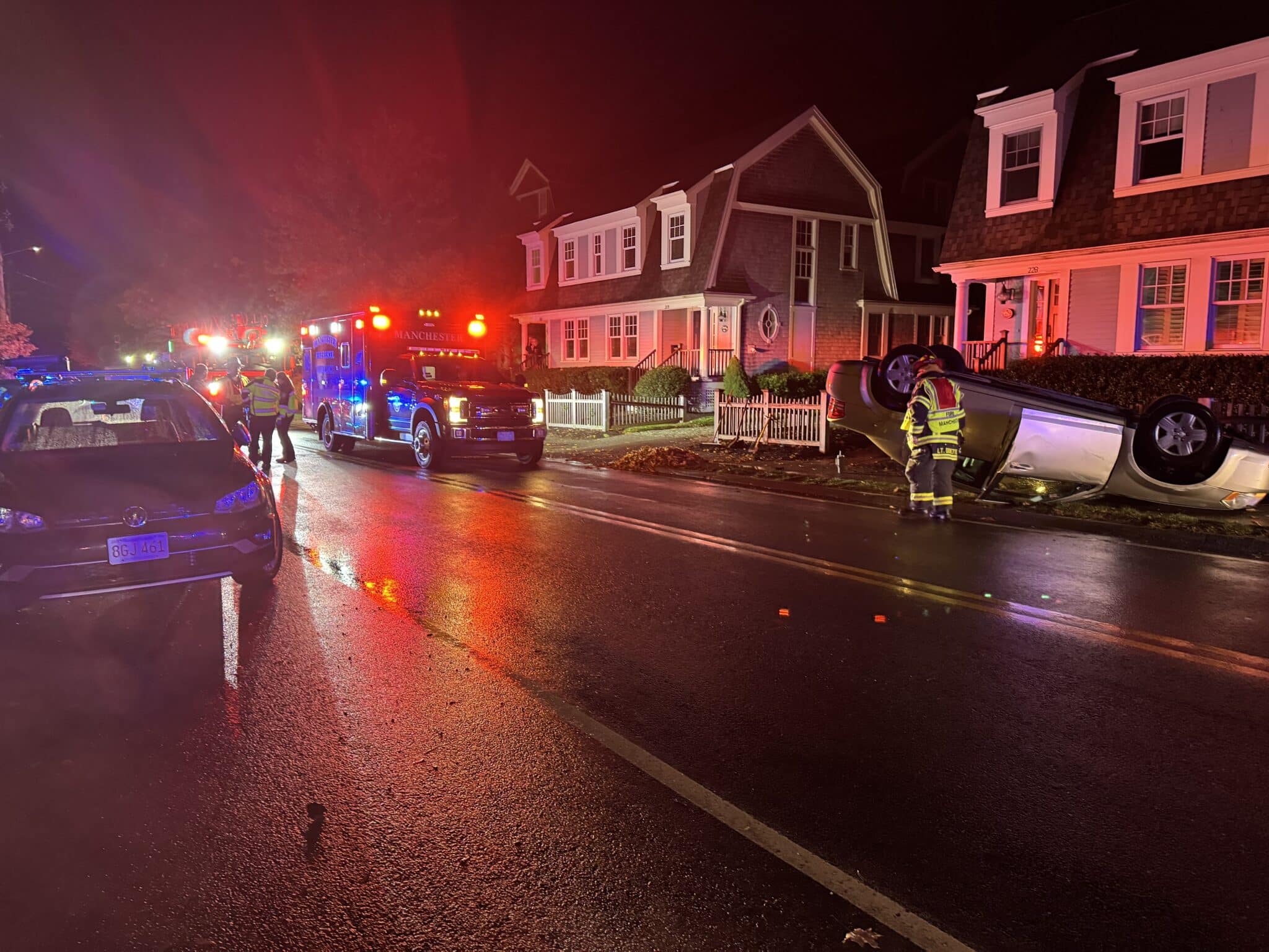 Manchester Fire Responds to Rollover Accident on Pine Street